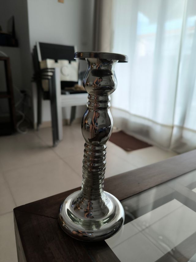 Candelabro metálico plateado IKEA VINDSTILLA