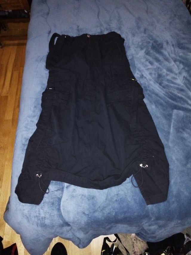 Falda cargo gótica negra larga