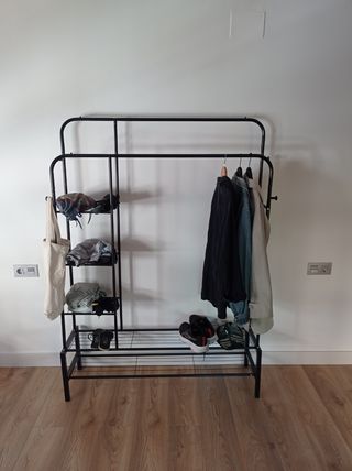 Perchero Ropa Negro Metal 120x168cm