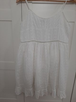 Vestido boho blanco bordado talla M-L