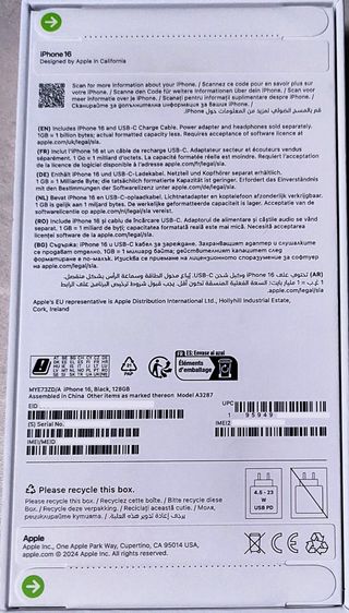 iPhone 16 128Gb Negro - Nuevo