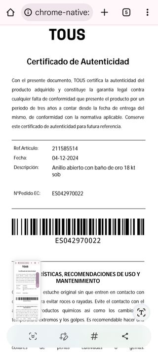 Anillo Tous Colección Bent