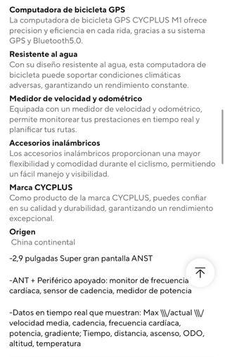 Ciclocomputador GPS CycPlus M1