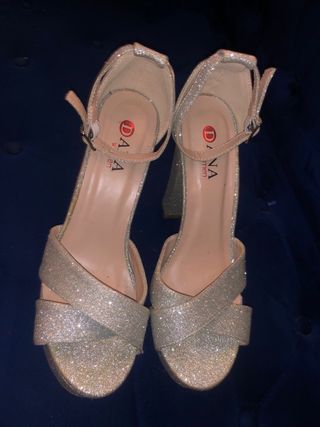 Tacones Plata Brillantes Mujer