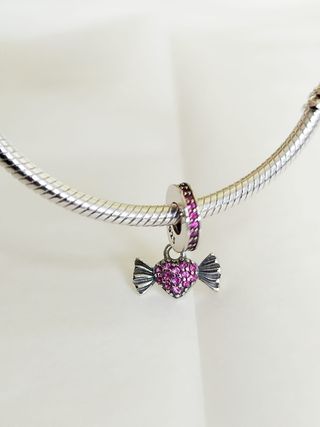 Charm Colgante Corazón Rosa para pulsera Pandora 
