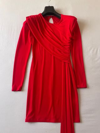 Vestido rojo drapeado