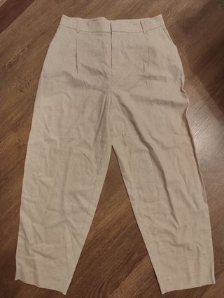Pantalón Zara lino beige