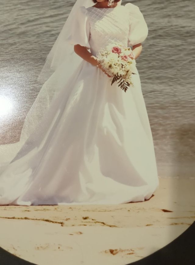 Vestido novia años 80 blanco