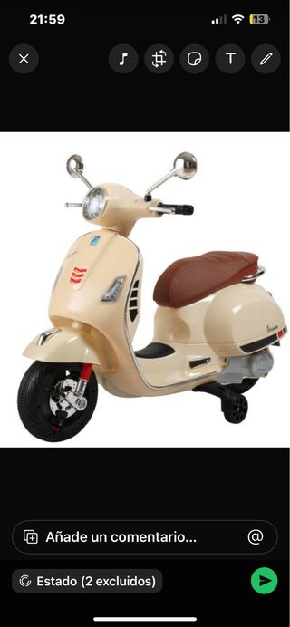 Moto Vespa Infantil Eléctrica