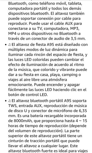 Altavoz Bluetooth TYOTY A95 portátil