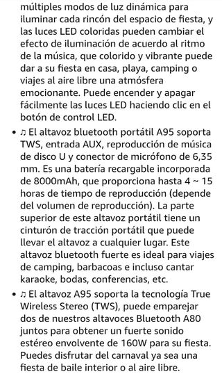 Altavoz Bluetooth TYOTY A95 portátil
