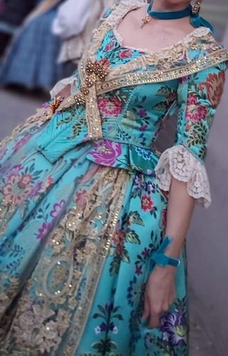 Traje Fallera S.XVIII turquesa