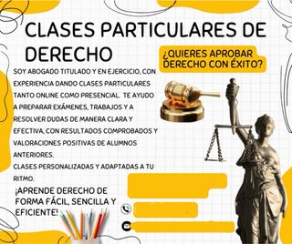 CLASES PARTICULARES DE DERECHO ONLINE/PRESENCIAL