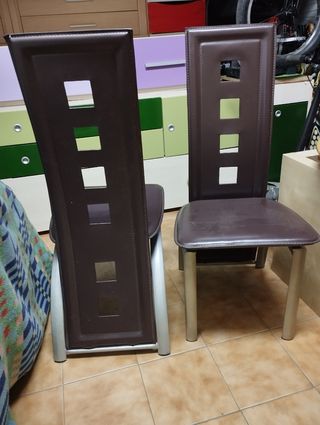 4 sillas comedor marrón modernas