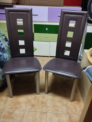 4 sillas comedor marrón modernas