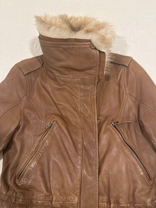 Cazadora cuero Zara camel, 
