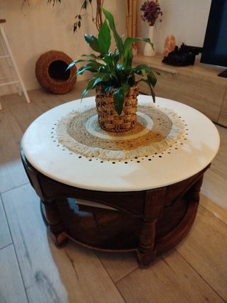 Mesa centro madera antigua