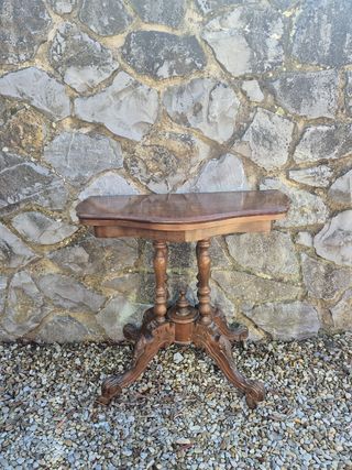 Tavolino da gioco in legno antico trasformabile