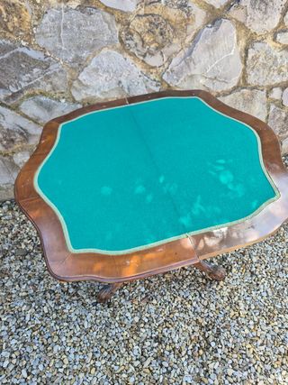 Tavolino da gioco in legno antico trasformabile