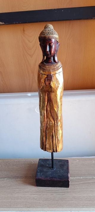 Figura Buda madera dorada