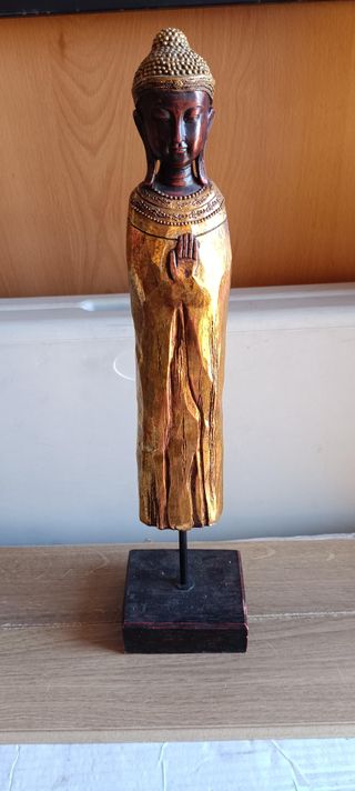 Figura Buda madera dorada