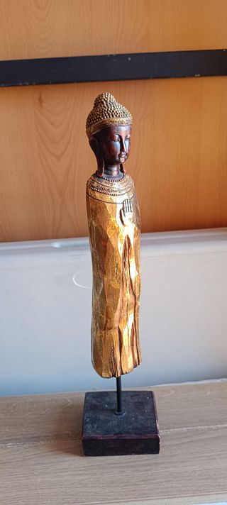 Figura Buda madera dorada