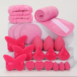 Juego esponjas maquillaje rosa