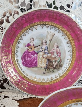 2 piatti antichi di Limoges Galante Scene