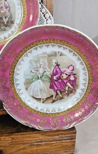 2 piatti antichi di Limoges Galante Scene