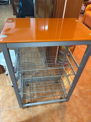 Carrito cocina metal naranja