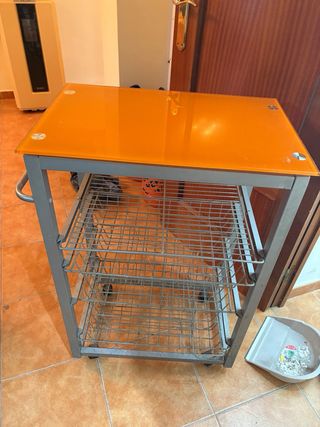 Carrito cocina metal naranja