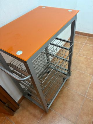 Carrito cocina metal naranja