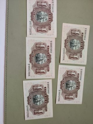 5 Billetes 1 Peseta España 1953