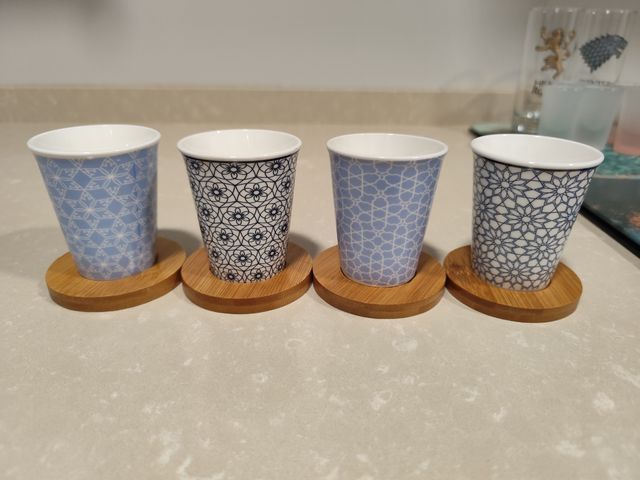 Juego 4 Vasos Té - Porcelana Azul