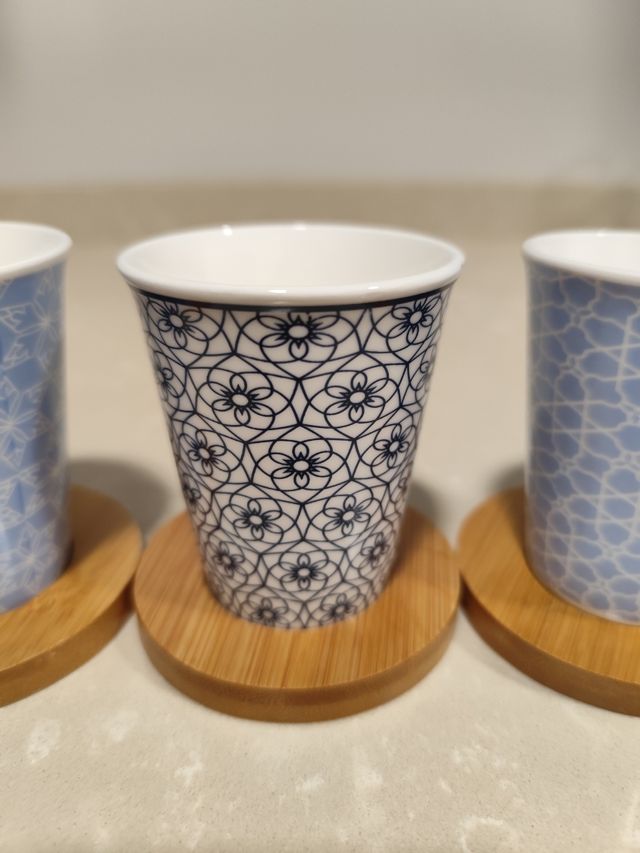 Juego 4 Vasos Té - Porcelana Azul