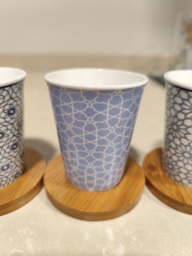 Juego 4 Vasos Té - Porcelana Azul