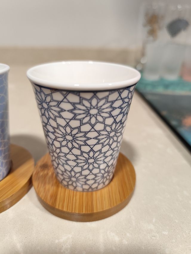 Juego 4 Vasos Té - Porcelana Azul
