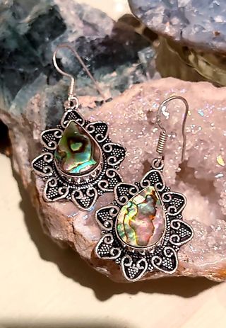 Pendientes de Plata y Concha de Abulón natural.