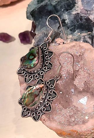 Pendientes de Plata y Concha de Abulón natural.