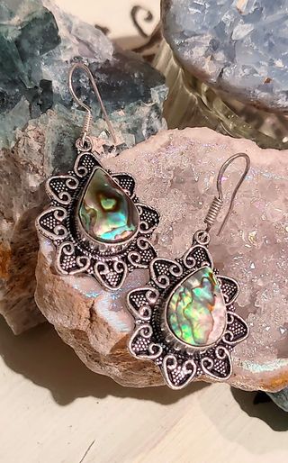 Pendientes de Plata y Concha de Abulón natural.