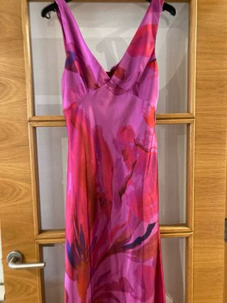 Vestido largo Zara rosa estampado
