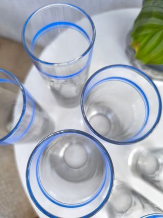 6 Vasos tubo retro azules