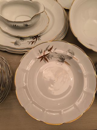Vajilla porcelana vintage dorada