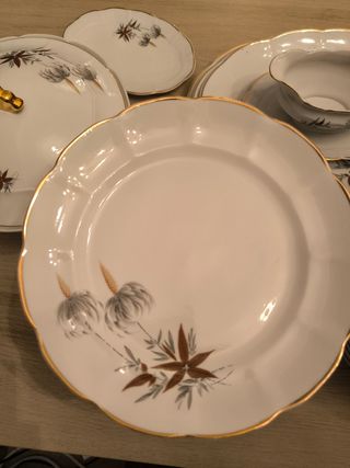 Vajilla porcelana vintage dorada