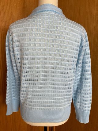 Mañanita toquilla chaqueta de punto vintage azul