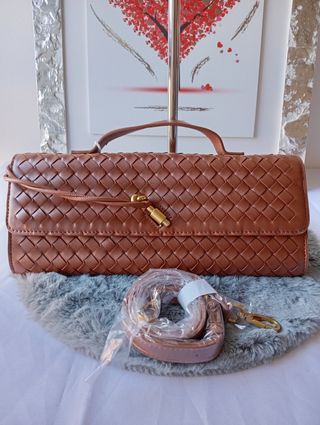 Borsa intrecciata marrone