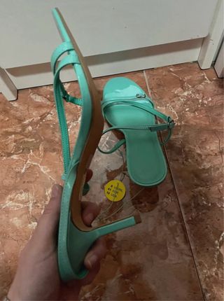 Sandalias tacón turquesa - talla 41