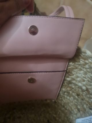 Bolso mimbre Zara - beige/rosa