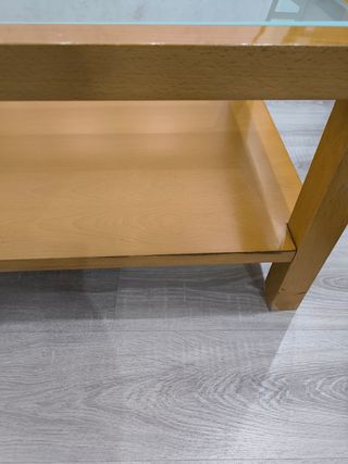 Mesa baja comedor cristal madera