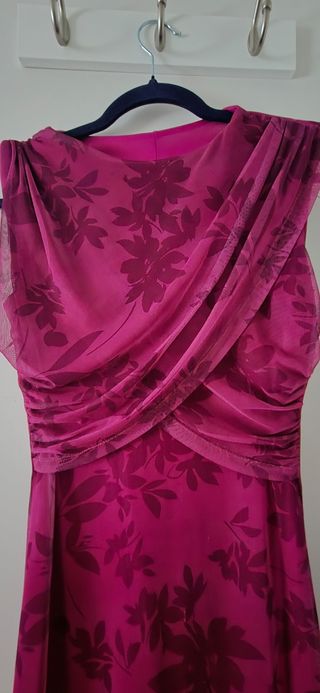 Vestido de fiesta buganvilla con capa de gasa